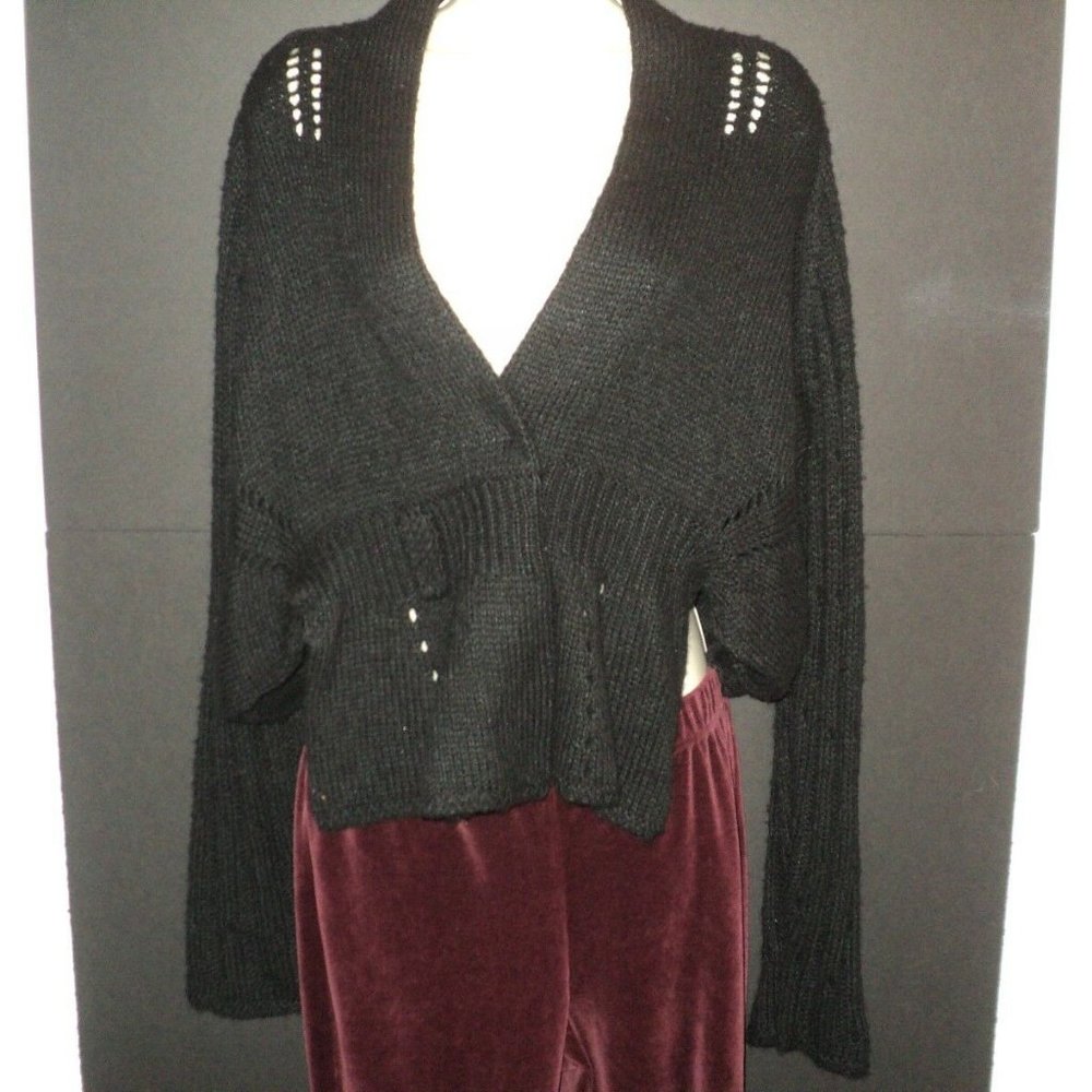 J. Jill Size M Cardigan Sweater Black Open Front